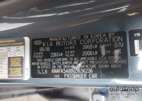 2016 Kia Forte Lx z USA, uszkodzony, nr VIN KNAFK5A88G5656236